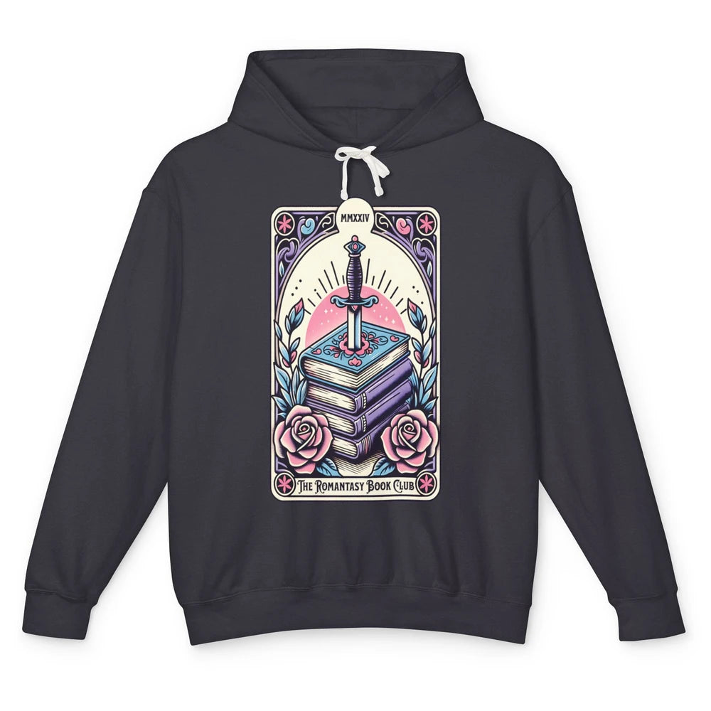 Romantasy Book Club Pastel Tarot Card Sword Floral Reading Books Bookish Bookworm Unisex Lightweight Hoodie