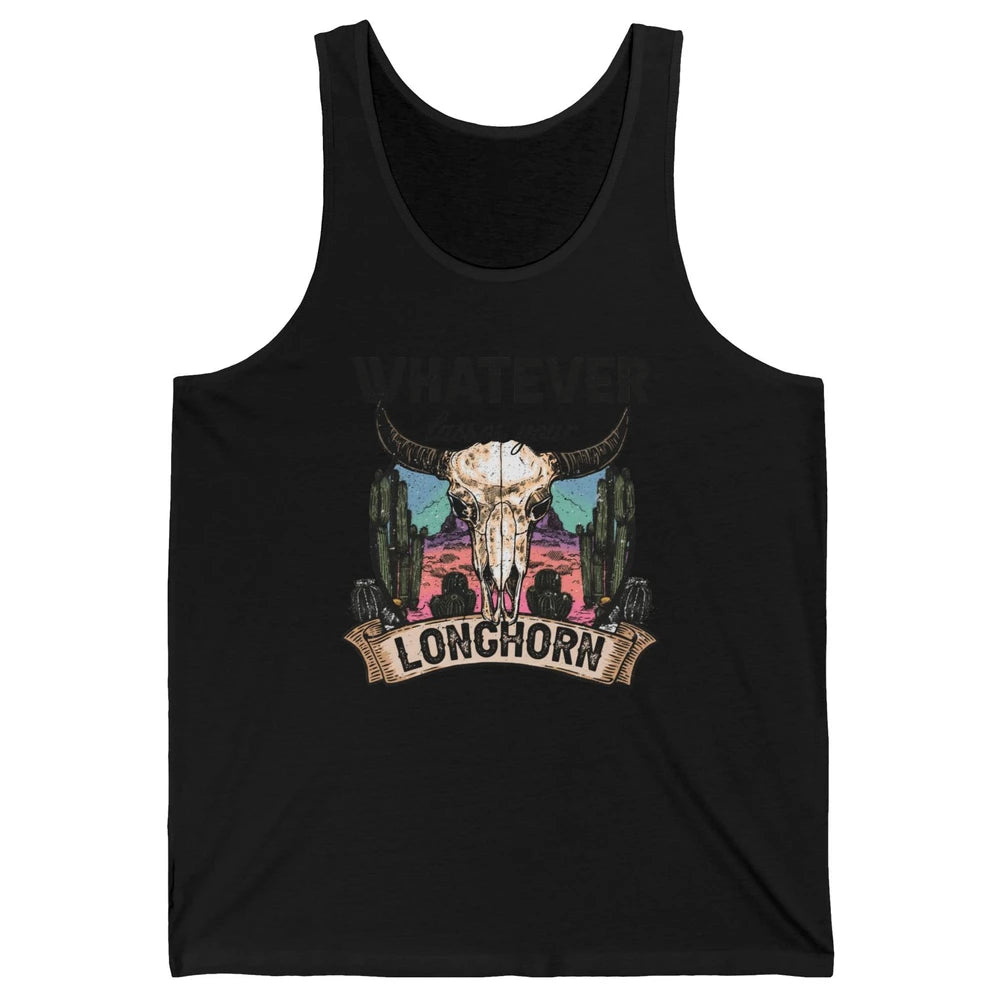 Boho Bull Skull Desert Whatever Lassos Your Longhorn Western Unisex Jersey Tank