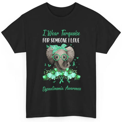 Elephant I Wear Turquoise For Dysautonomia Awareness Ribbon Classic Unisex T-Shirt