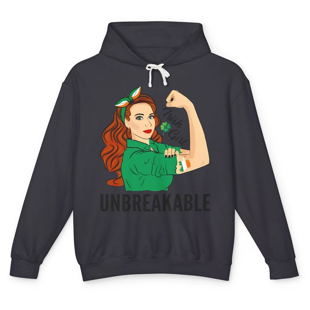 Irish Girl Unbreakable St Patricks Day I'm Irish Lucky Girl Unisex Lightweight Hoodie