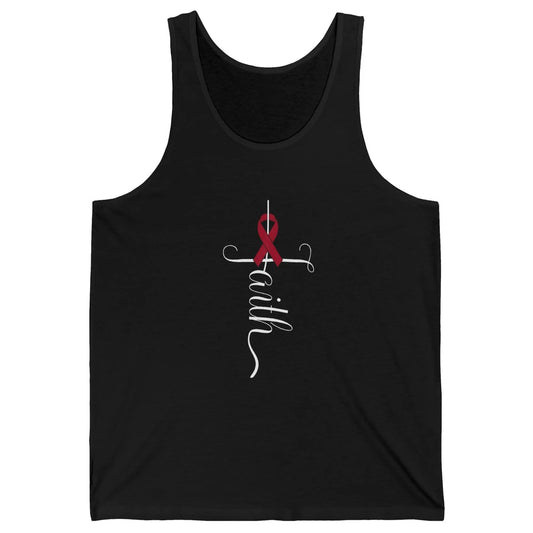 Burgundy Ribbon Faith God Multiple Myeloma Cancer Awareness Unisex Jersey Tank