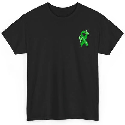 Scoliosis Awareness Support Floral Green Ribbon Pocket Size Classic Unisex T-Shirt