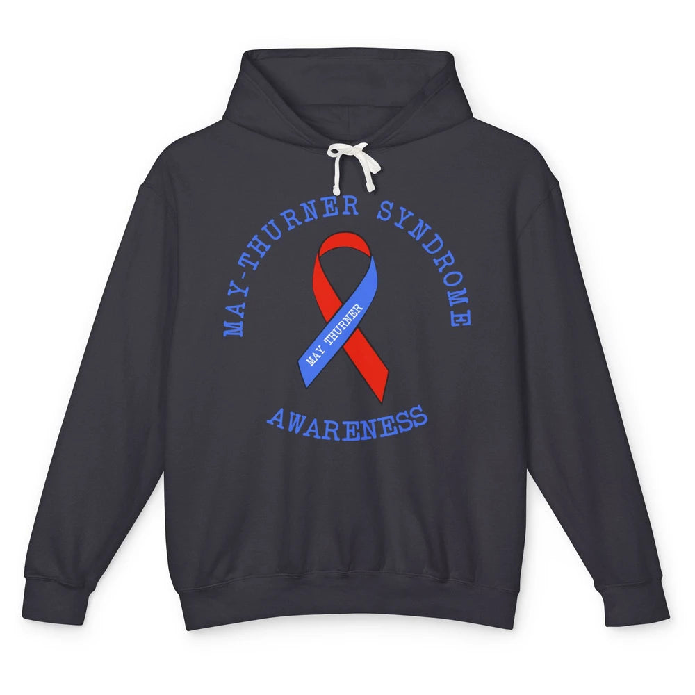 May-thurner Syndrome Awareness Red Blue Ribbon Rainbow Unisex Lightweight Hoodie