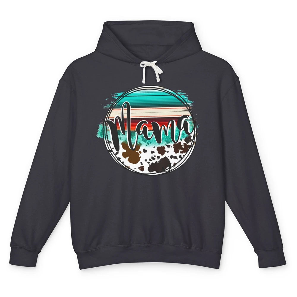 Western Country Boho Mama Cowhide Turquoise Western Mama Unisex Lightweight Hoodie