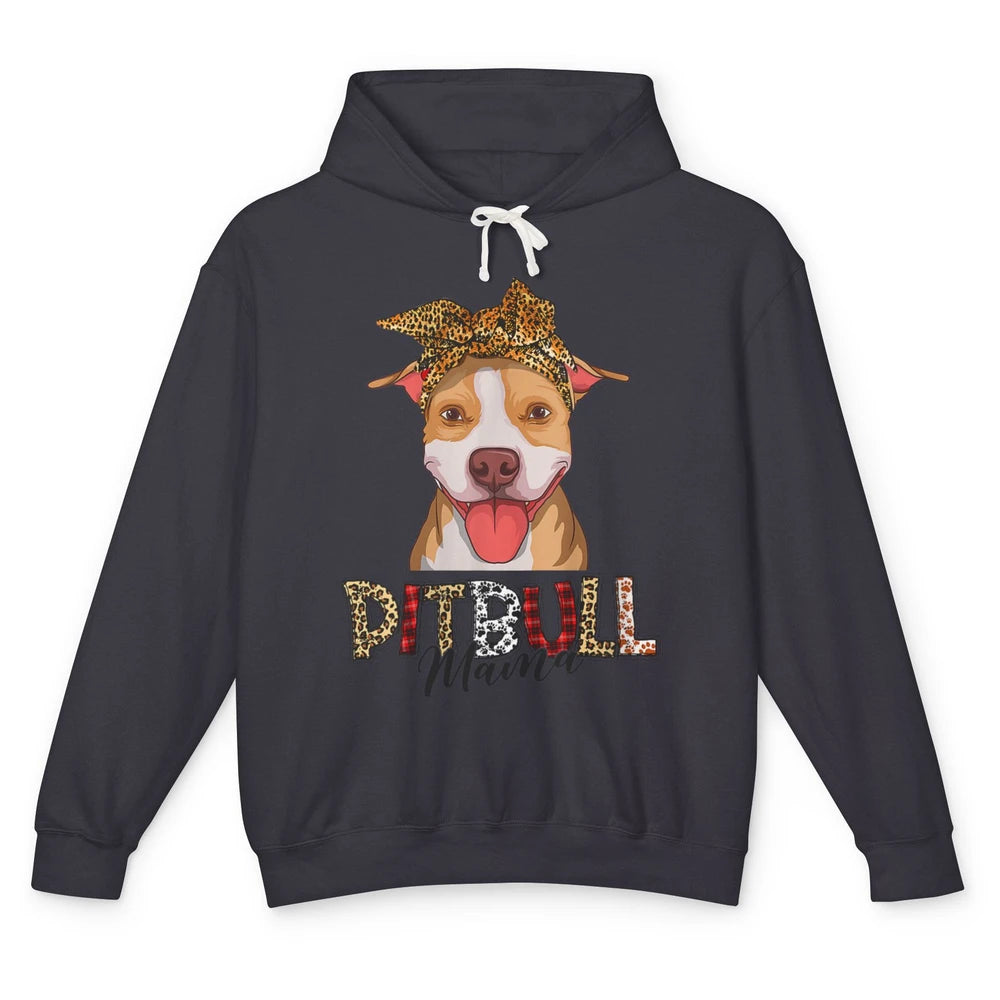 Cute Pitbull Mama Leopard Mothers Day Funny Pittie Women Dog Unisex Lightweight Hoodie