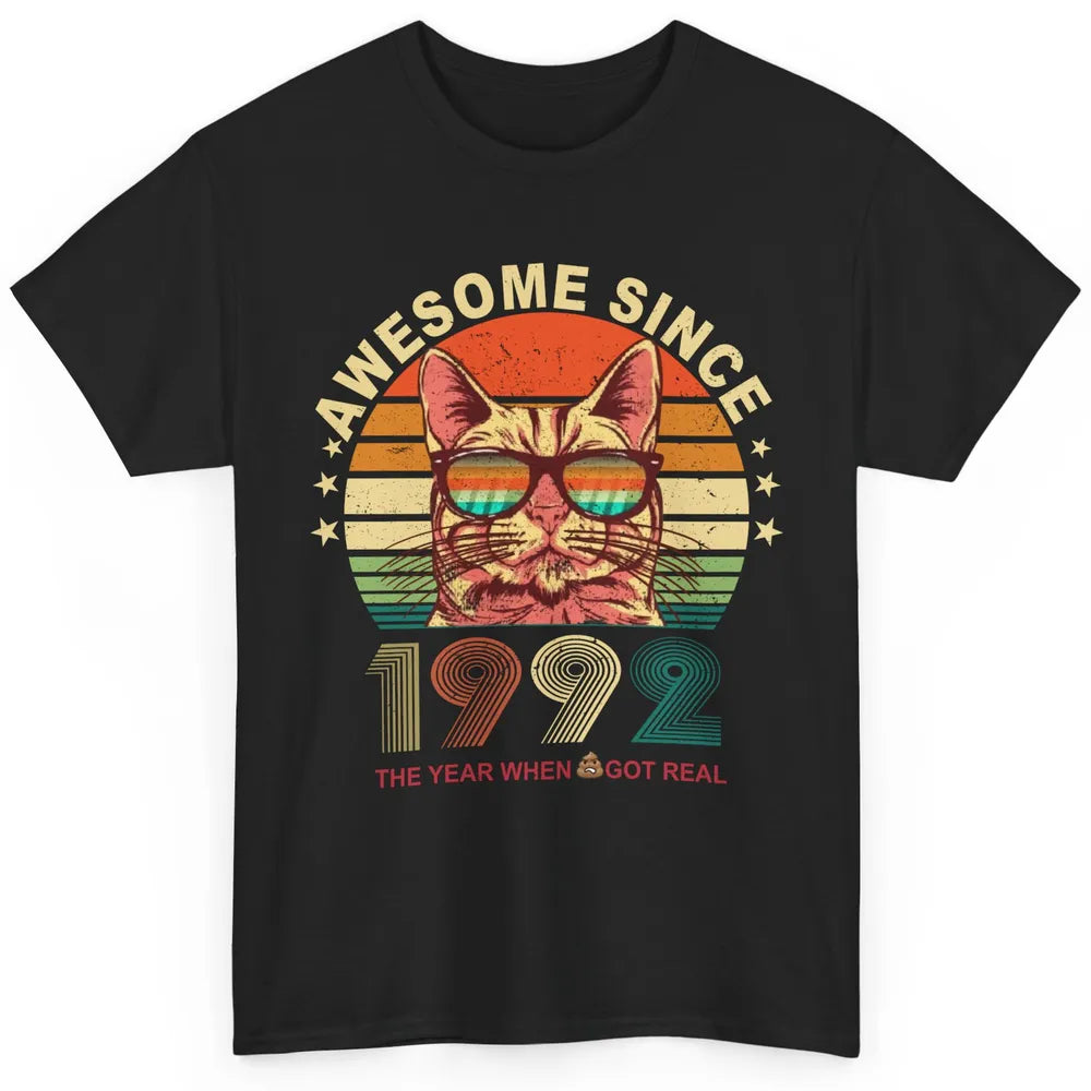 Vintage Cat Glasses Awesome Since 1992 30th Birthday Gift Classic Unisex T-Shirt