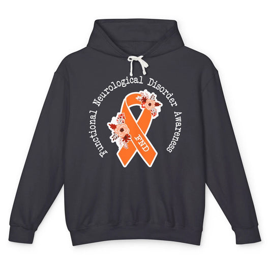 Functional Neurological Disorder Awareness FND Orange Ribbon Unisex Lightweight Hoodie