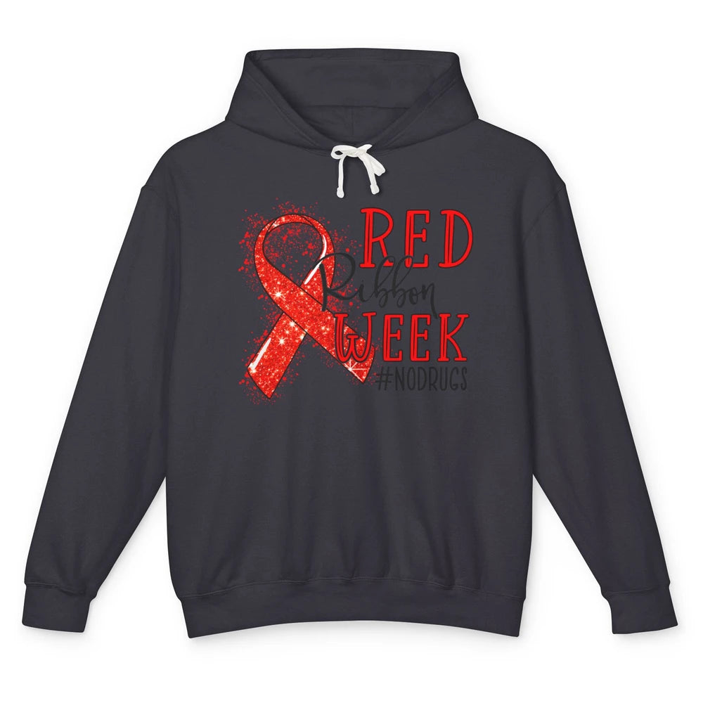 October Red Ribbon Week Awareness No Drugs Drug Free Unisex Lightweight Hoodie