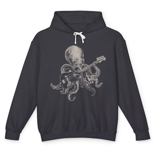 Funny Octopus Playing Guitar Guitarist Musician Bassist Unisex Lightweight Hoodie