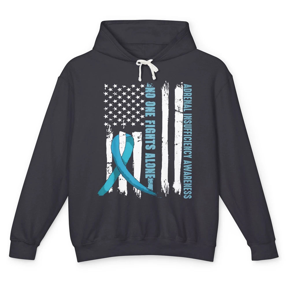 Adrenal Insufficiency Awareness No One Fight Alone US Flag Unisex Lightweight Hoodie