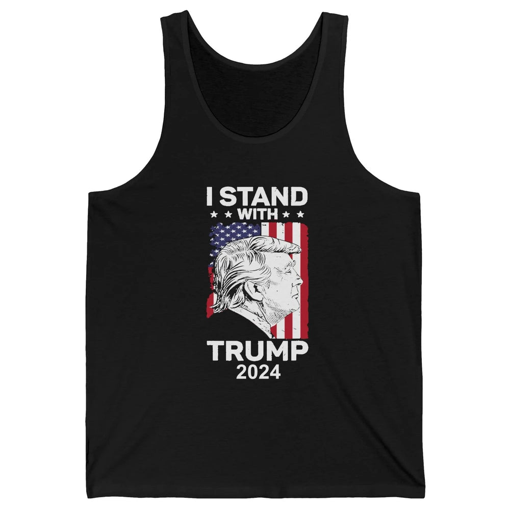 Retro US Flag I Stand With Trump President Trump Return 2024 Unisex Jersey Tank