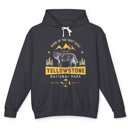 Yellowstone National Park Home Grey Wolf Vintage Wild Nature Unisex Lightweight Hoodie