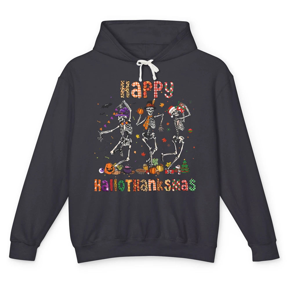 Funny Dancing Skeleton Happy Hallo-thank-mas Fall Pumpkin Unisex Lightweight Hoodie