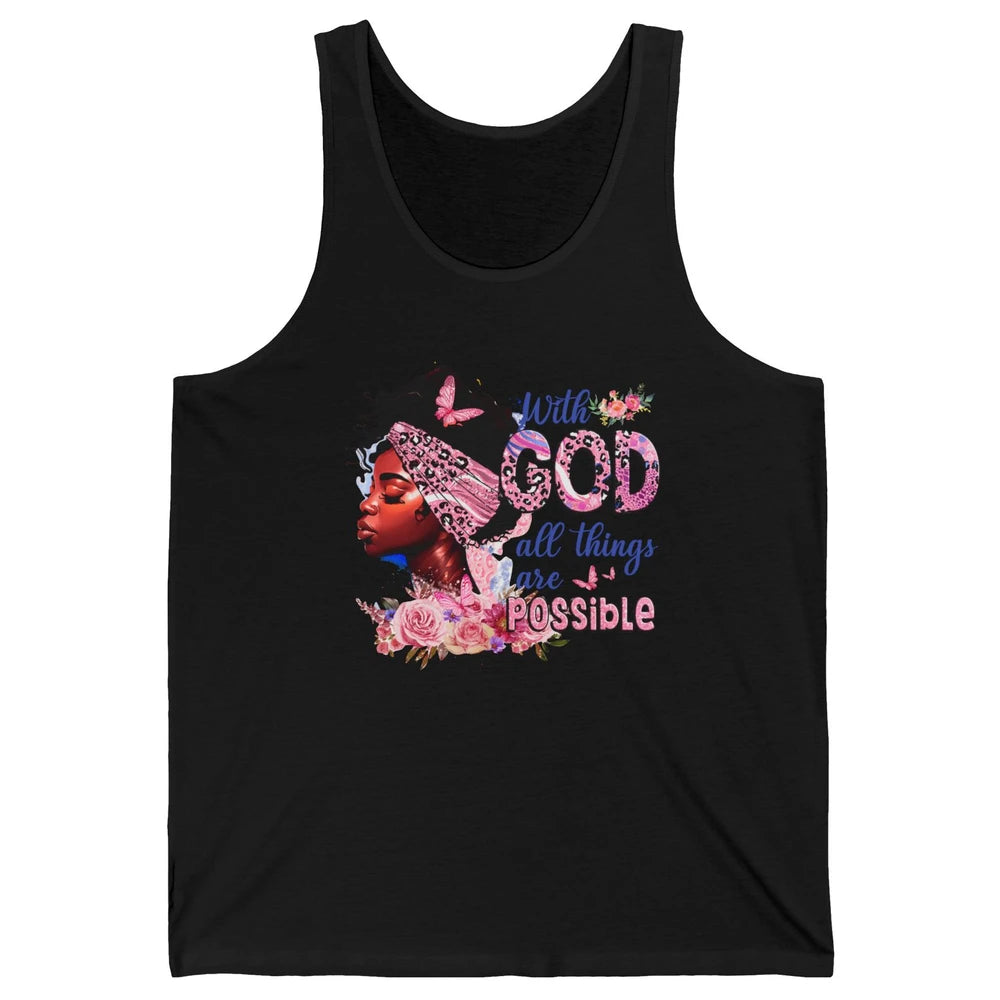 Afro Woman With God All Things Are Possible Bible Religious Unisex Jersey Tank