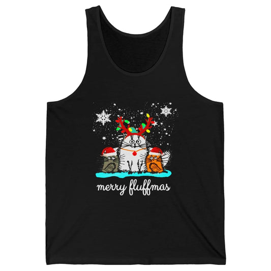 Merry Christmas Fluffmas Cat Santa Claus Hat Xmas Tree Light Unisex Jersey Tank