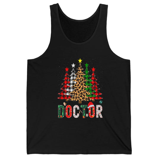 Merry Christmas Doctor Leopard Buffalo Plaid Xmas Pine Tree Unisex Jersey Tank