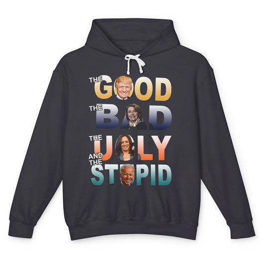 Funny Trump 2024 The Good The Bad The Stupid Anti Biden Gift Unisex Lightweight Hoodie