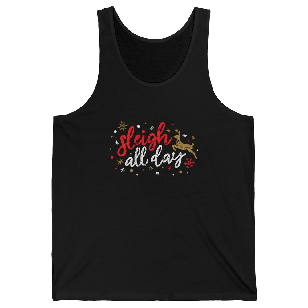 Sleigh All Day Xmas Reindeer Retro Merry Christmas Lights Unisex Jersey Tank