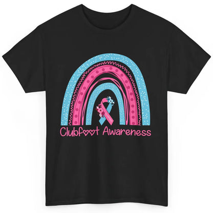 Clubfoot Awareness Support Pink Blue Ribbon Rainbow Clubfoot Classic Unisex T-Shirt