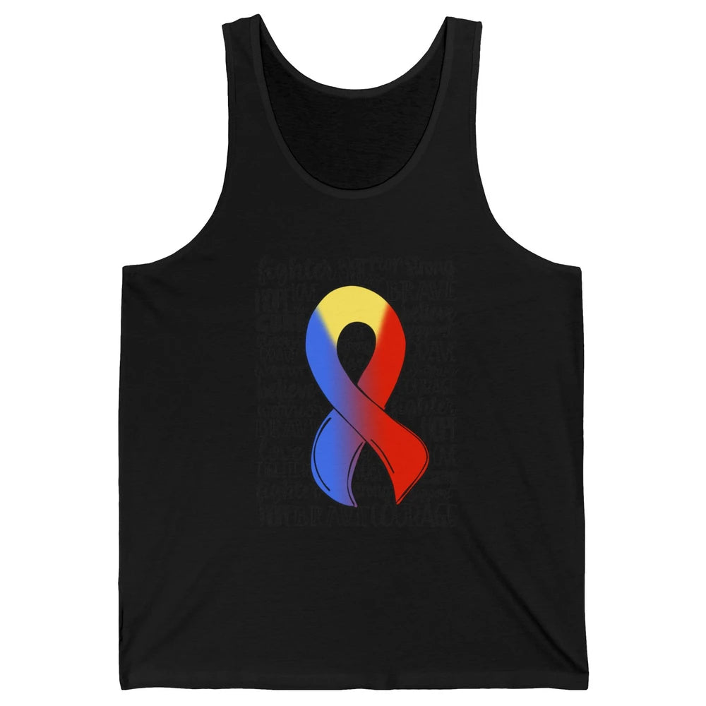 Thoracic Outlet Syndrome Awareness Blue Red Ribbon Hope Love Unisex Jersey Tank