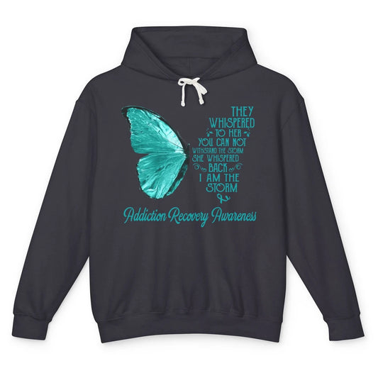 Addiction Recovery Awareness Ribbon Butterfly I'm The Storm Unisex Lightweight Hoodie