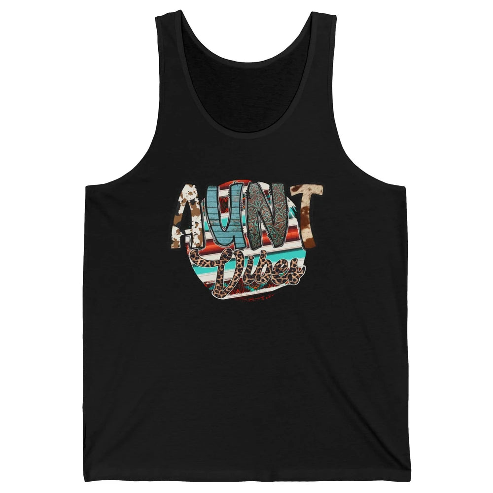 Aunt Vibes Cowhide Leopard Turquoise Western Country Auntie Unisex Jersey Tank