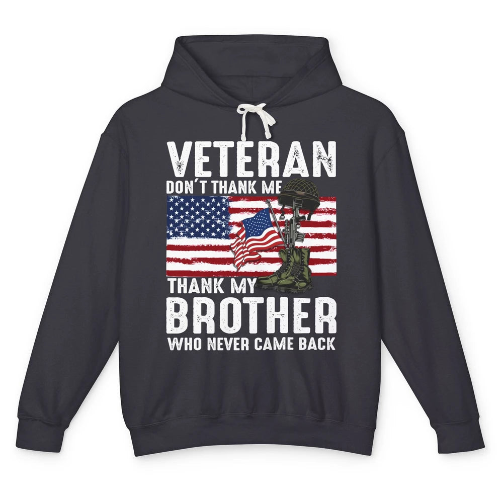 US Flag Veteran Combat Boots Thank Brothers Who Never Came Unisex Lightweight Hoodie