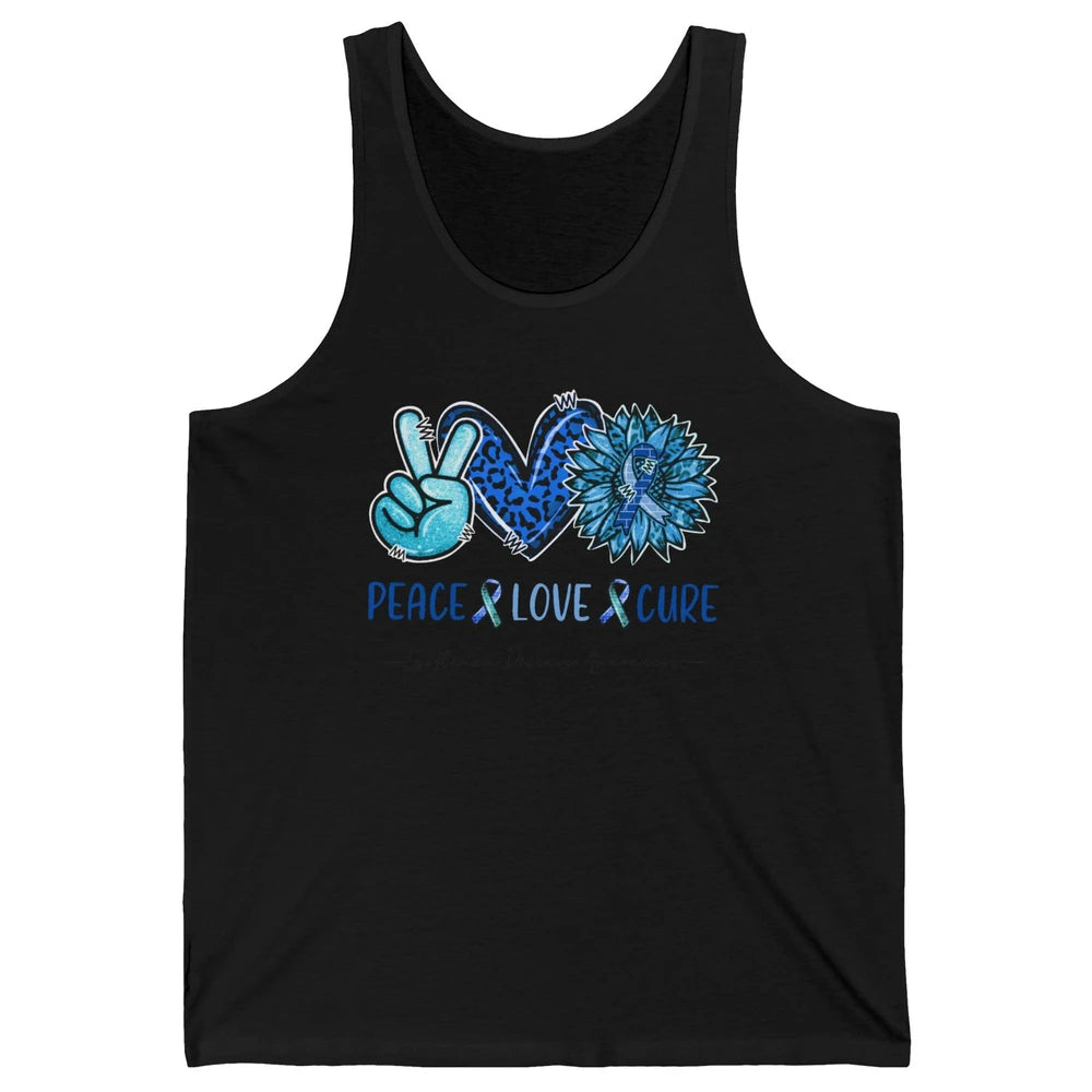 Castleman Disease Awareness Blue Ribbon Peace Love Cure Unisex Jersey Tank