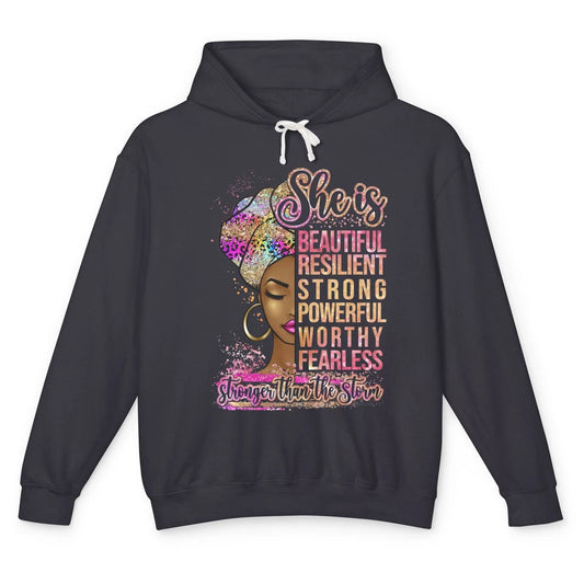 Afro Woman Strong Than Storm Melanin African American Woman Unisex Lightweight Hoodie