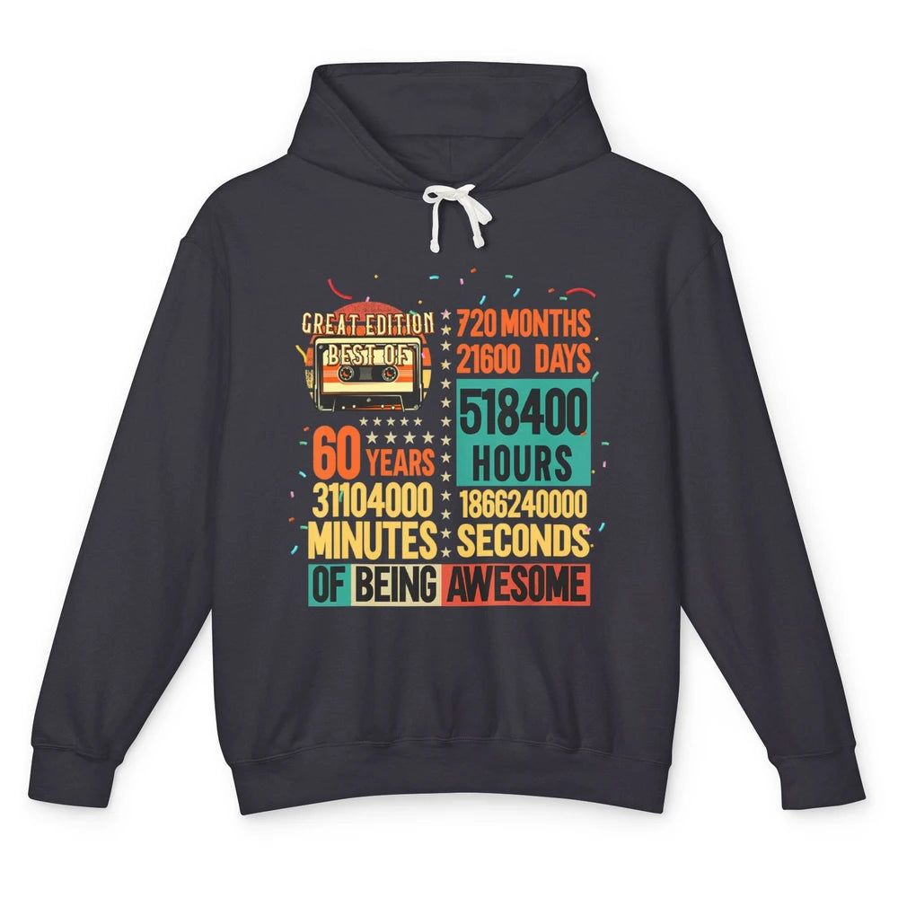 Retro 60s Lifetime Cassette Music Count Down 60th Birthday Unisex Lightweight Hoodie