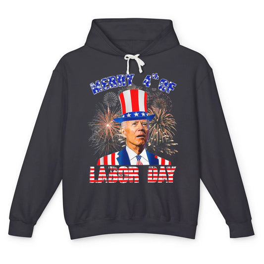 Funny Joe Biden Merry 4th Of Labor Day Humor American Flag Unisex Lightweight Hoodie