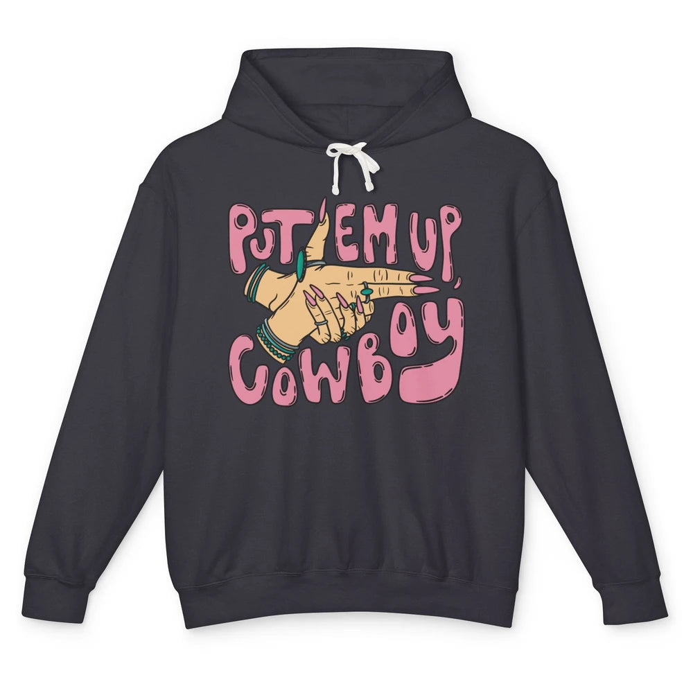 Retro Turquoise Cowgirl Hands Put 'Em Up Cowboy Western Girl Unisex Lightweight Hoodie