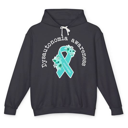 Dysautonomia Awareness Support Floral Blue Ribbon Rainbow Unisex Lightweight Hoodie