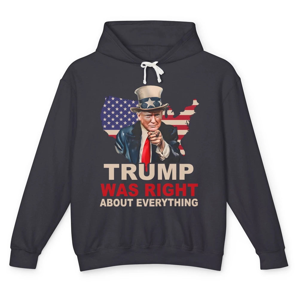 Trump Was Right About Everything Support Trump 2024 Back Unisex Lightweight Hoodie