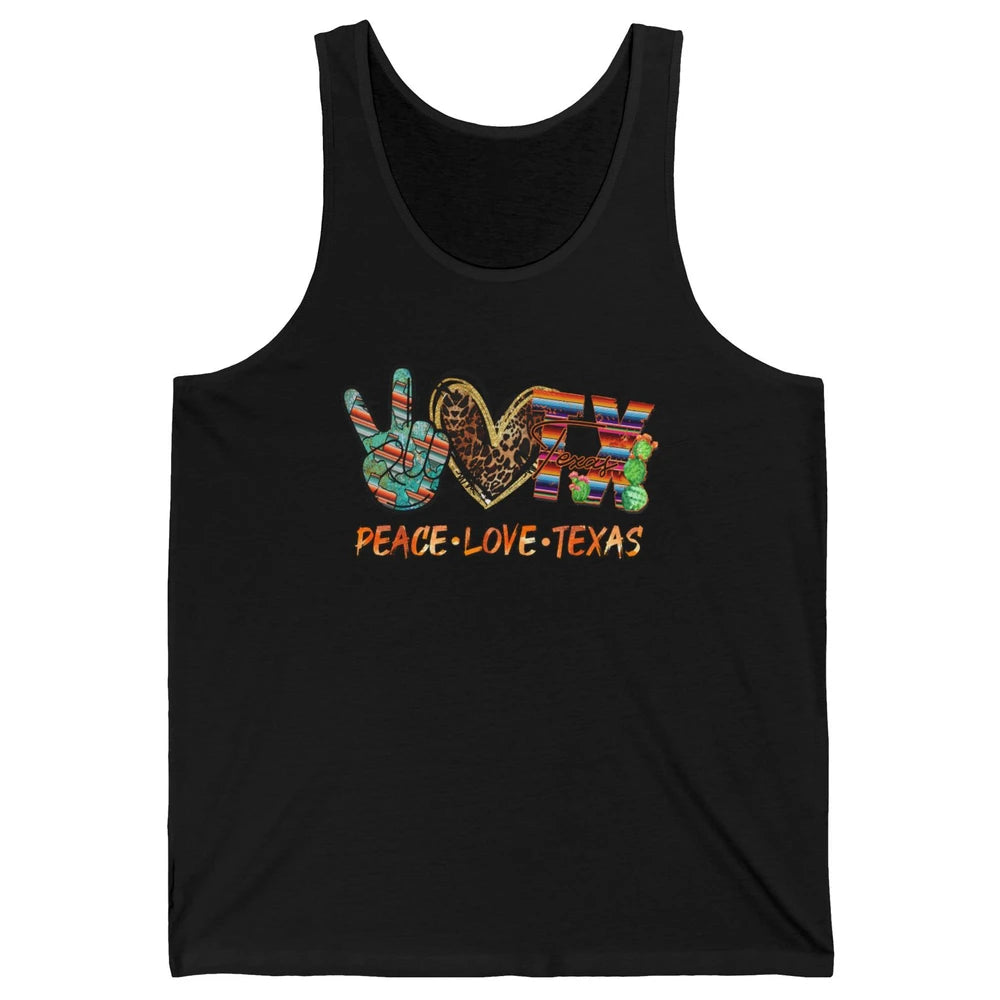 Retro Peace Love Texas Leopard Western Country Desert Cactus Unisex Jersey Tank