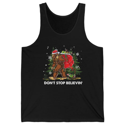 Funny Santa Bigfoot Don’t Stop Believing Christmas Tree Gift Unisex Jersey Tank