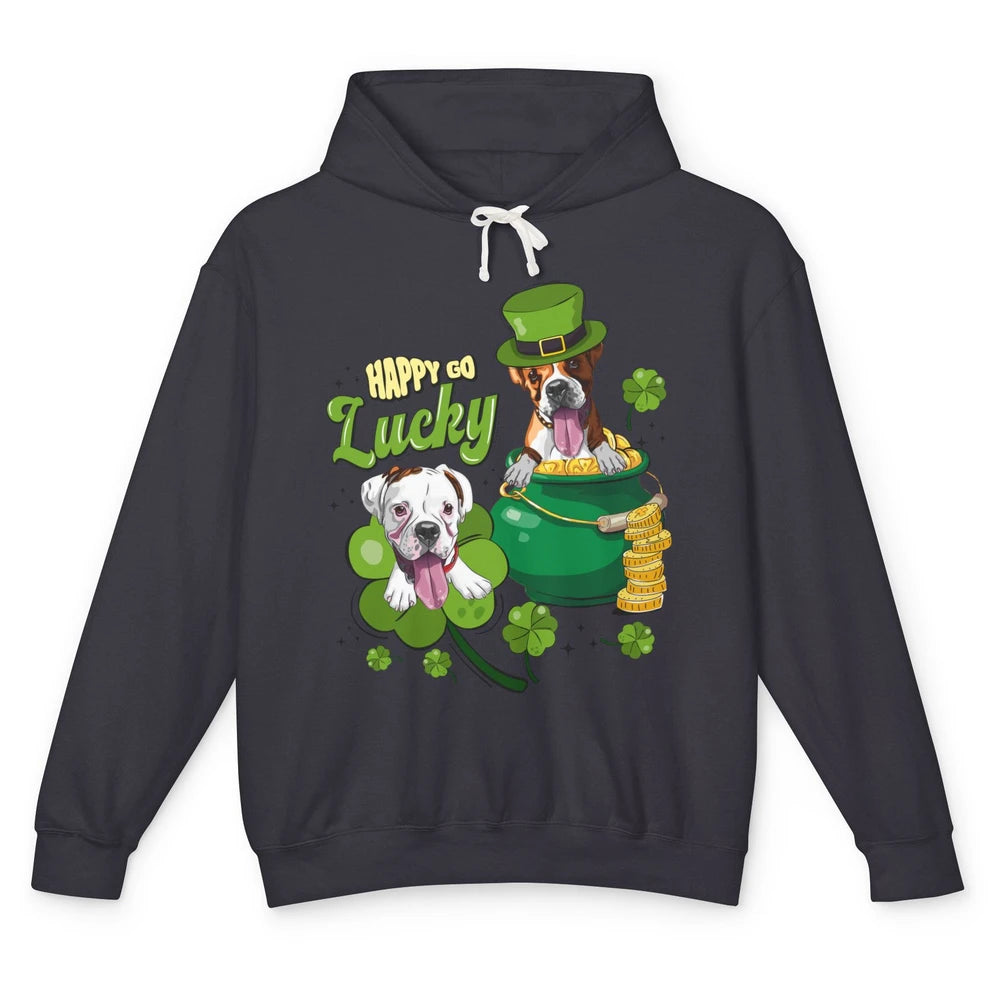 Happy Go Lucky Boxer St Patrick's Day Lucky Boxer Dog Irish Unisex Lightweight Hoodie