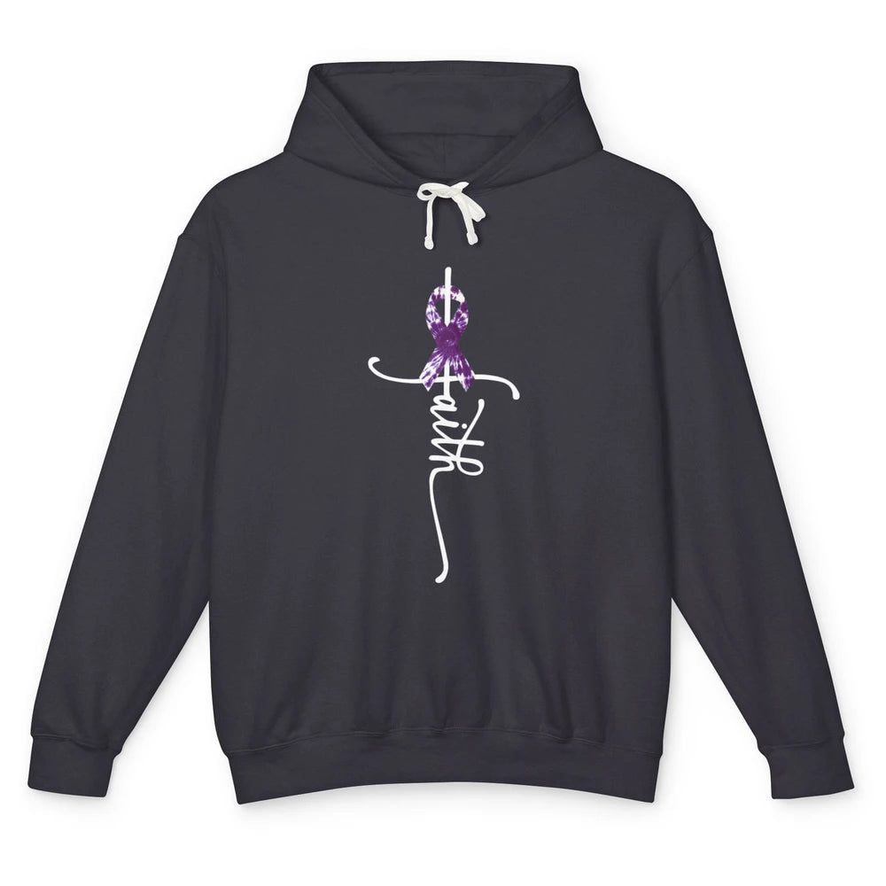 Faith Overdose Awareness Cross Purple Ribbon Tie Dye Warrior Unisex Lightweight Hoodie