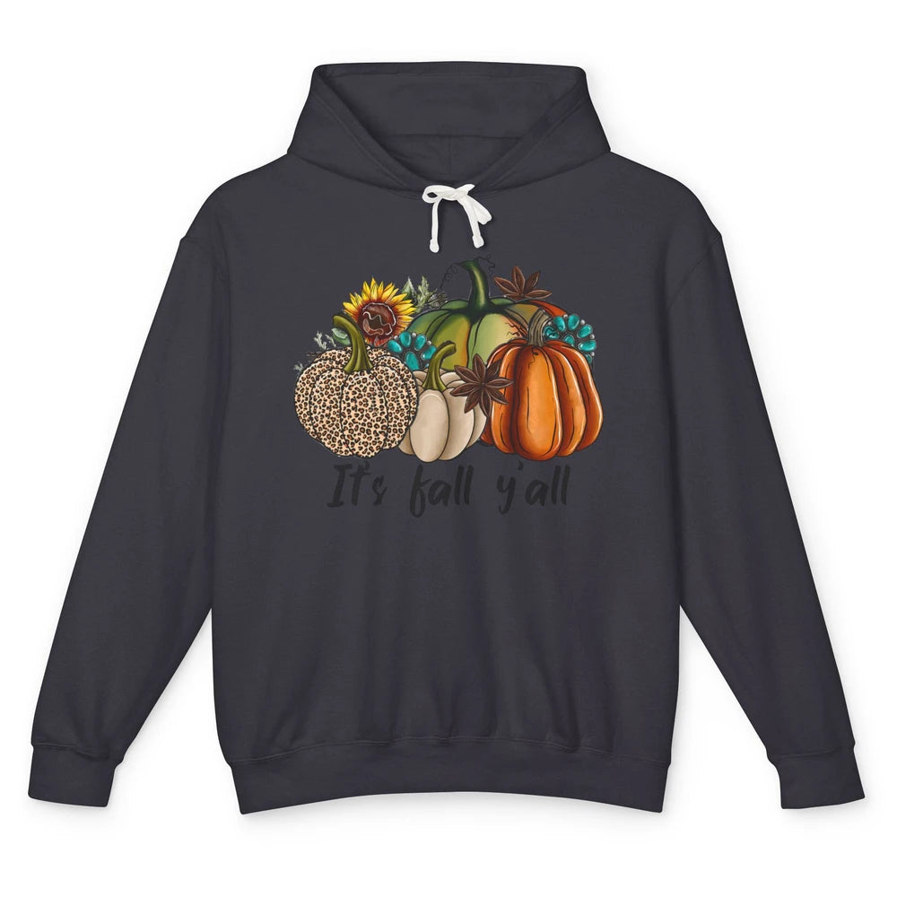 Leopard Pumpkin It's Fall Yall Fall Leaves Western Autumn Unisex Lightweight Hoodie