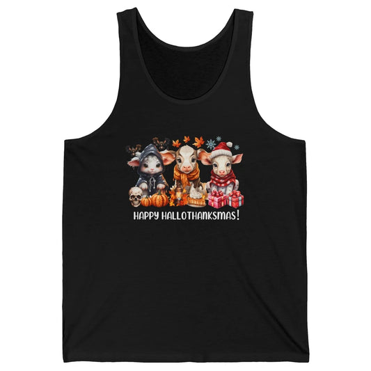 Retro Farm Baby Cow Happy Hallo-thank-mas Thanksgiving Xmas Unisex Jersey Tank