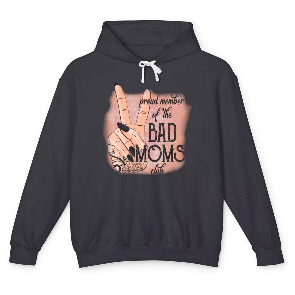 Retro Proud Member Of Bad Moms Club Tattooed Mom Western Unisex Lightweight Hoodie