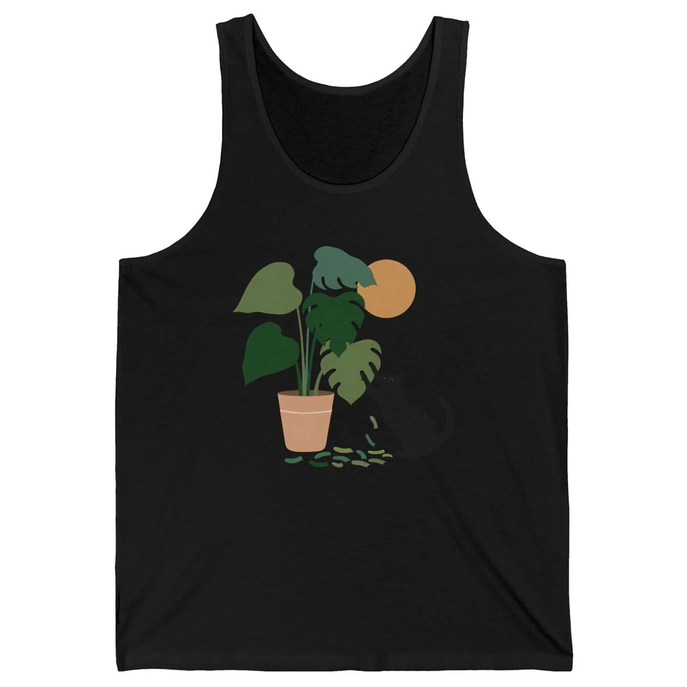 Black Cat And Plant The Making Of Monstera Garden Cat Lovers Unisex Jersey Tank