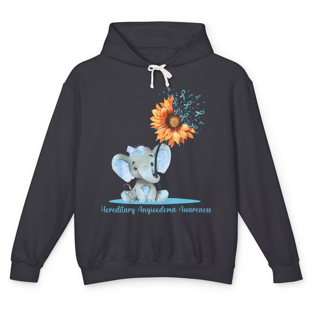 Hereditary Angioedema Awareness Ribbon Baby Elephant Daisy Unisex Lightweight Hoodie