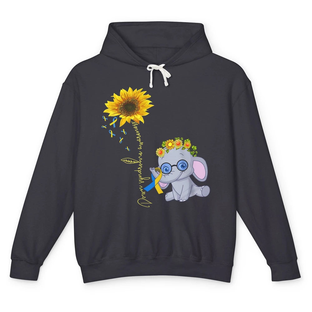 Sunflower Baby Elephant Down Syndrome Awareness Ribbon Unisex Lightweight Hoodie