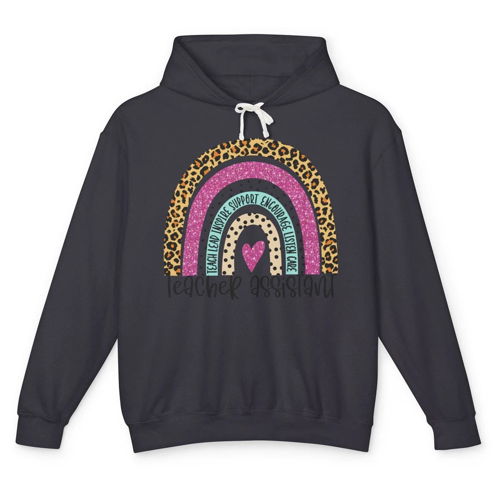 Teacher Assistant Leopard Rainbow Teacher Appreciation Gift Unisex Lightweight Hoodie