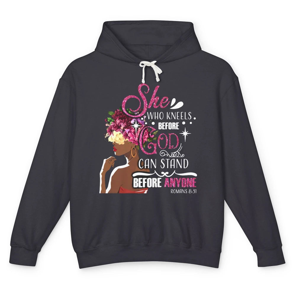 Black Girl She Who Kneels Before God Christian Afro Women Unisex Lightweight Hoodie