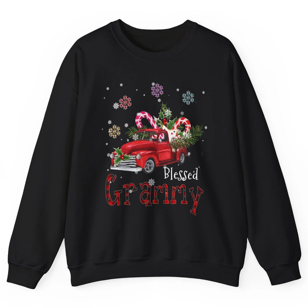 Merry Christmas Blessed Grammy Red Truck Xmas Grandma Retro Unisex Crewneck Sweatshirt