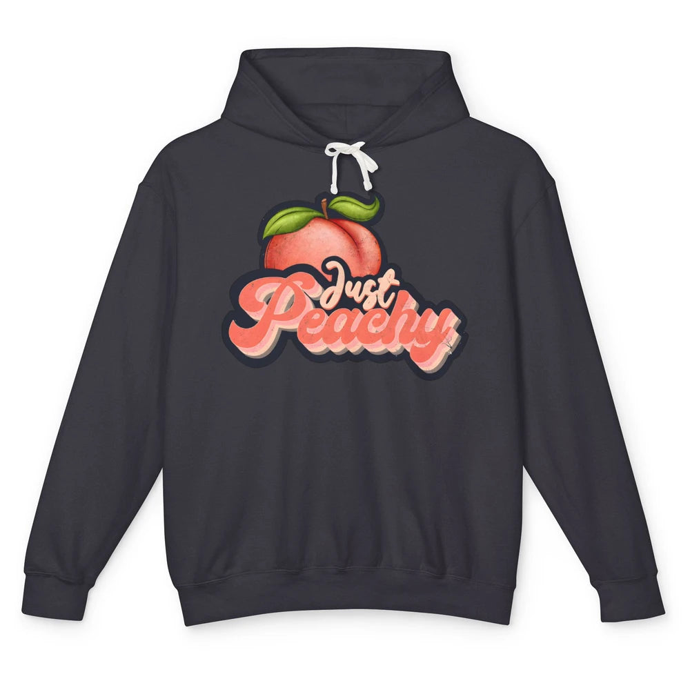 Funny Retro Just Peachy 70s Positive Peaches Summer Fruit Unisex Lightweight Hoodie