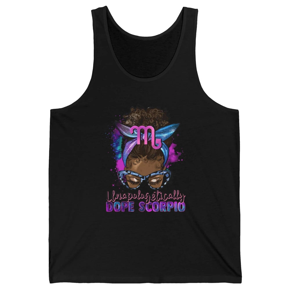 Afro Scorpio Queen Galaxy Horoscope Messy Hair Black Woman Unisex Jersey Tank