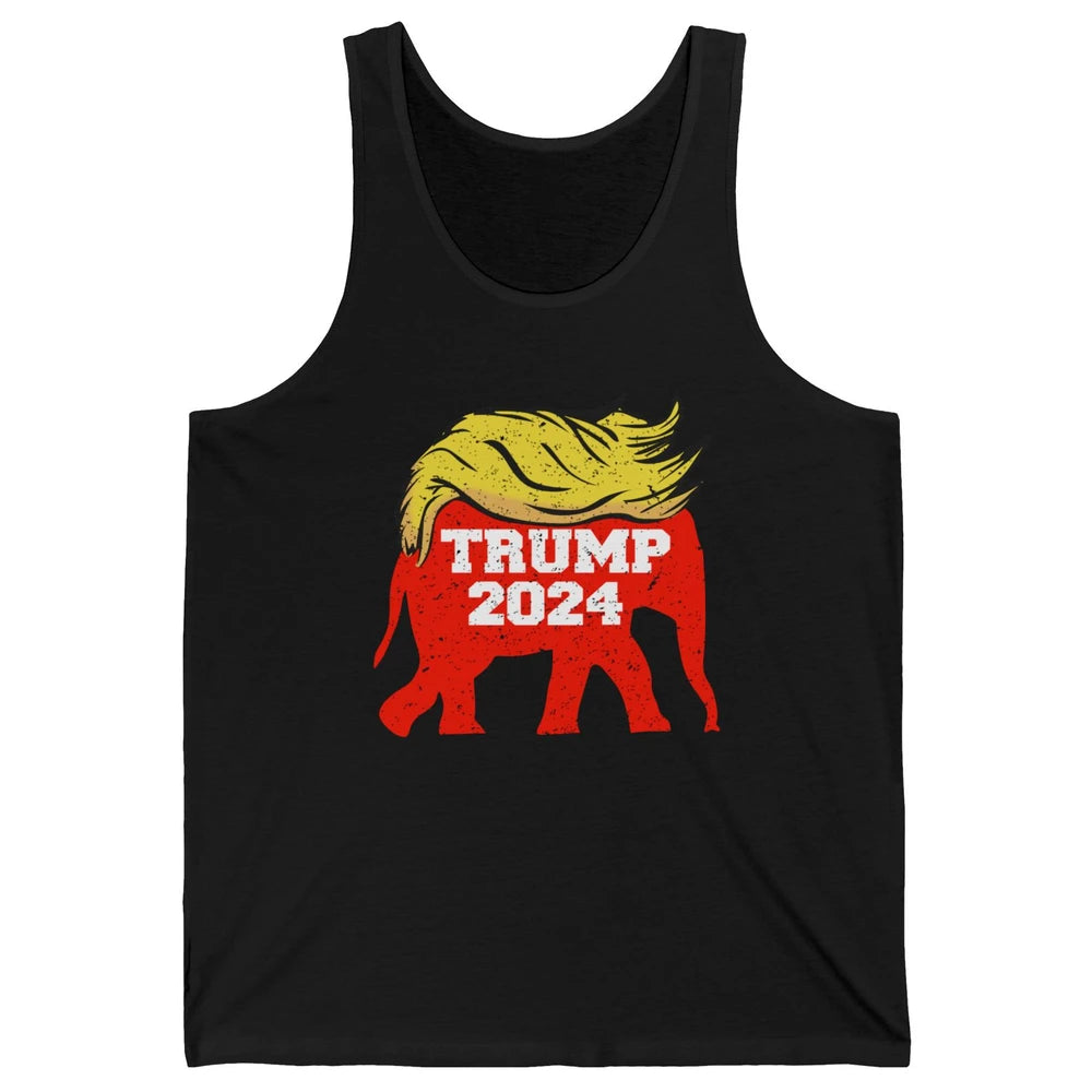 Trump 2024 Republican Elephant With Trump Hair Funny Trump Unisex Jersey Tank